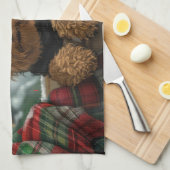 Airedale Hond Kerstfeest Theedoek (Quarter Fold)