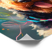 Airedale hond met verjaardagscadeau en pet poster (Hoek)