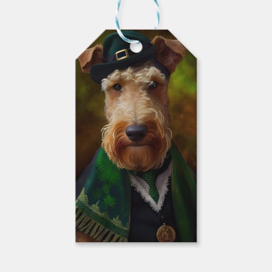 airedale hond op St. Patrick's Day Cadeaulabel (Voorkant)