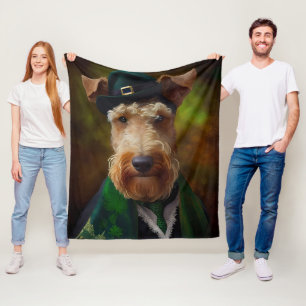 airedale hond op St. Patrick's Day Fleece Deken