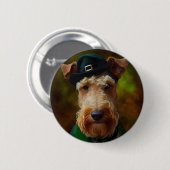 airedale hond op St. Patrick's Day Ronde Button 5,7 Cm (Voorkant /achterkant)