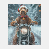 Airedale Hond Rijden Motorfiets Kerstmis Fleece Deken (Voorkant)