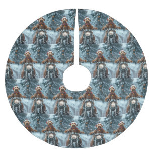 Airedale Hond Rijden Motorfiets Kerstmis Kerstboom Rok