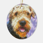 Airedale Keramisch Ornament (Links)