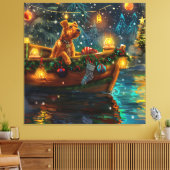 Airedale Kerst Festieve Reis Canvas Afdruk (Insitu (Woonkamer))