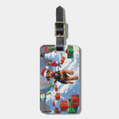 Airedale Kerstfeest Sneeuwscène Bagagelabel (Voorkant verticaal)