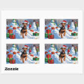 Airedale Kerstfeest Sneeuwscène Rechthoekige Sticker (Vel)