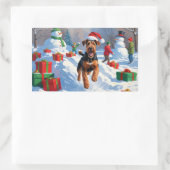 Airedale Kerstfeest Sneeuwscène Rechthoekige Sticker (Tas)
