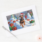 Airedale Kerstfeest Sneeuwscène Rechthoekige Sticker (Envelop)