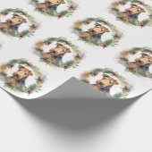 Airedale Kerstkrans Feestelijke Pup Cadeaupapier (Hoek)