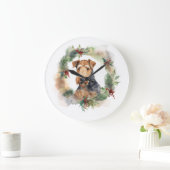 Airedale Kerstkrans Feestelijke Pup Grote Klok (Huis)