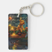 Airedale Kerstmis Feestelijke Reis Sleutelhanger (achterkant)