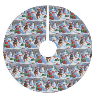 Airedale Kerstmis Festieve Sneeuw Scene Kerstboom Rok