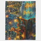 Airedale Kerstmis Festivistische Reis Fleece Deken (Voorkant)