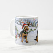 Airedale Kerstmis Koffiemok (Voorkant links)