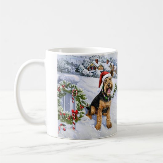 Airedale Kerstmis Koffiemok (Links)