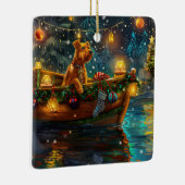 Airedale kerstvakantie keramisch ornament (Rechts)