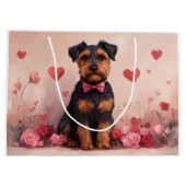 Airedale met Rozen - Valentijnsdag Groot Cadeauzakje (Achterkant)