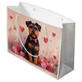 Airedale met Rozen - Valentijnsdag Groot Cadeauzakje (Achterkant Gekanteld)