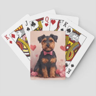 Airedale met Rozen - Valentijnsdag Pokerkaarten