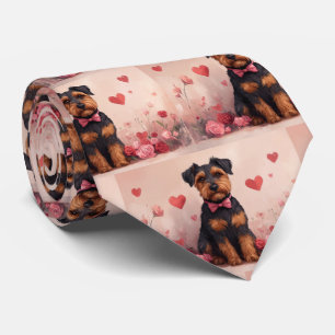 Airedale met Rozen - Valentijnsdag Stropdas