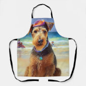 Airedale op strand, zomercadeau voor hondenliefheb schort (Voorkant)