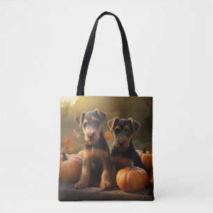 Airedale Puppy Autumn Delight Pompoen Draagtas