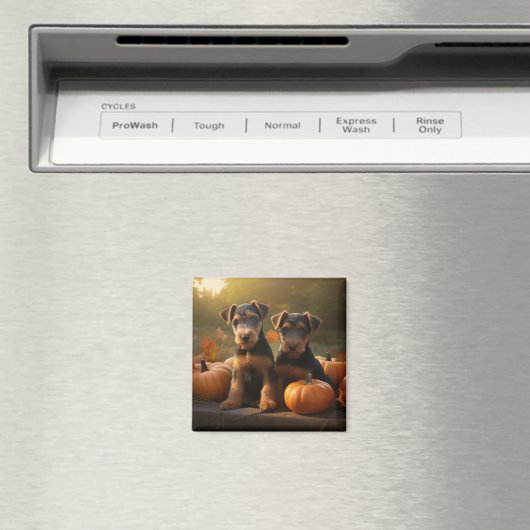 Airedale Puppy Herfst Delight Pompoen Magneet (Insitu (Vaatwasser))
