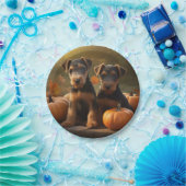 Airedale Puppy Herfst Delight Pompoen Papieren Bordje (Feest)