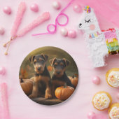 Airedale Puppy Herfst Delight Pompoen Papieren Bordje (Feest)