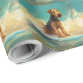 Airedale strand surfen schilderij cadeaupapier (Rol Hoek)