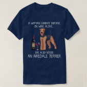 Airedale Terrier and wine Funny dog T-shirt (Design voorkant)