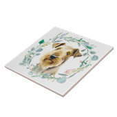 Airedale Terrier Aquarelle Wreath Carreaux céramiq (Côté)