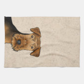 Airedale Terrier Bingley Terrier Hondenkop Beige Theedoek (Horizontaal)