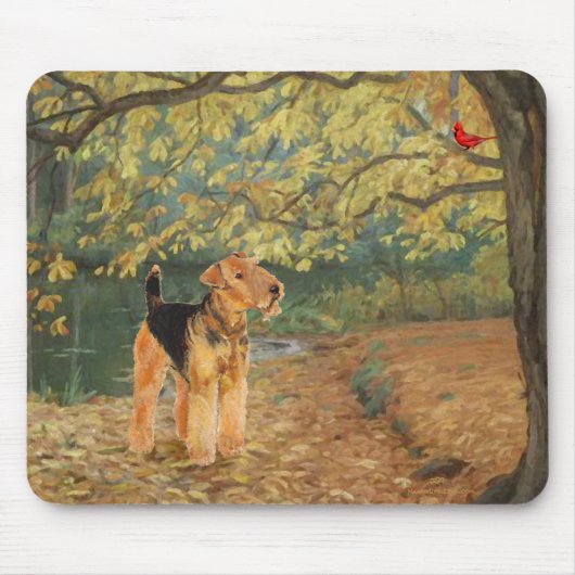 Airedale Terrier Birdwatch Muismat (Voorkant)