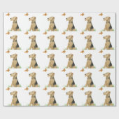 Airedale Terrier & Butterfly Cadeaupapier (Vlak)