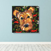AIREDALE TERRIER CANVAS AFDRUK (Insitu (Houten vloer))