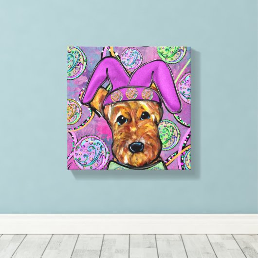 AIREDALE TERRIER CANVAS AFDRUK (Insitu (Houten vloer))