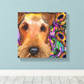 AIREDALE TERRIER CANVAS AFDRUK (Insitu (Houten vloer))