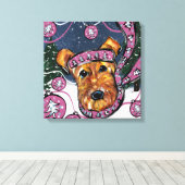 AIREDALE TERRIER CANVAS AFDRUK (Insitu (Houten vloer))