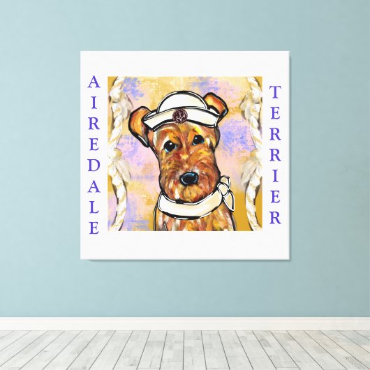 AIREDALE TERRIER CANVAS AFDRUK (Insitu (Houten vloer))