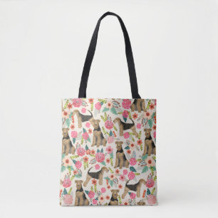 Airedale Terrier canvas tas voor florale afdruk