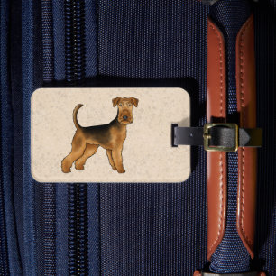 Airedale Terrier Cartoon-hond met aangepaste tekst Bagagelabel