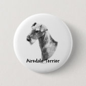 Airedale Terrier Charcoal Button (Voorkant)