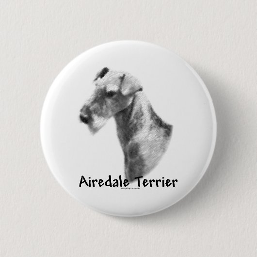 Airedale Terrier Charcoal Button (Voorkant)