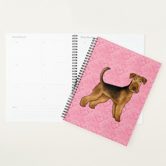 Airedale Terrier Chien Aimer Avec Motif Coeur Rose (Devant avec enveloppe)