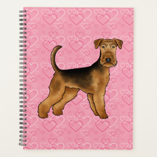 Airedale Terrier Chien Aimer Avec Motif Coeur Rose (Devant)
