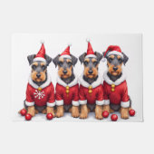 Airedale Terrier Christmas Dress Santa Hat Deurmat (Voorkant)