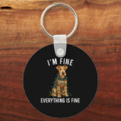 Airedale Terrier Christmas I'm Fine Everything Is  Sleutelhanger (Voorkant)