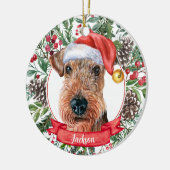 Airedale Terrier Custom Père Noël Ornement de Noël (Gauche)